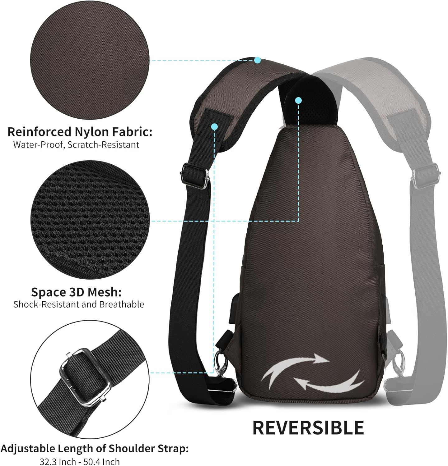 AMJ Sling Bag für Wandern und Outdoor, Umhängetasche, Reise-Brusttasche Daypack für Damen & Herren