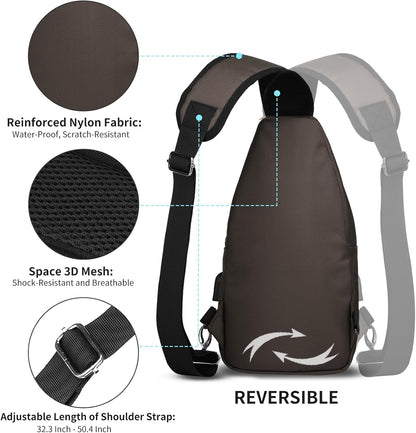 AMJ Sling Bag für Wandern und Outdoor, Umhängetasche, Reise-Brusttasche Daypack für Damen & Herren