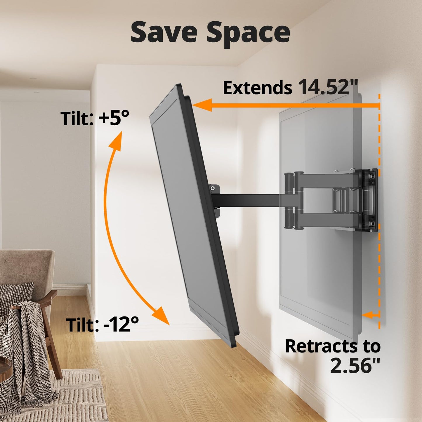 IWORKBOARD 55 65 75 85 inch Tilting TV Wall Mount for 32-90 '' TVs, Low Profile TV Mount Bracket, Safe Lock & Quick Release, Max VESA 600x400mm, 24 inch Studs,132 lbs, Fit Most 55+ 75+ 85+ 86 TVs