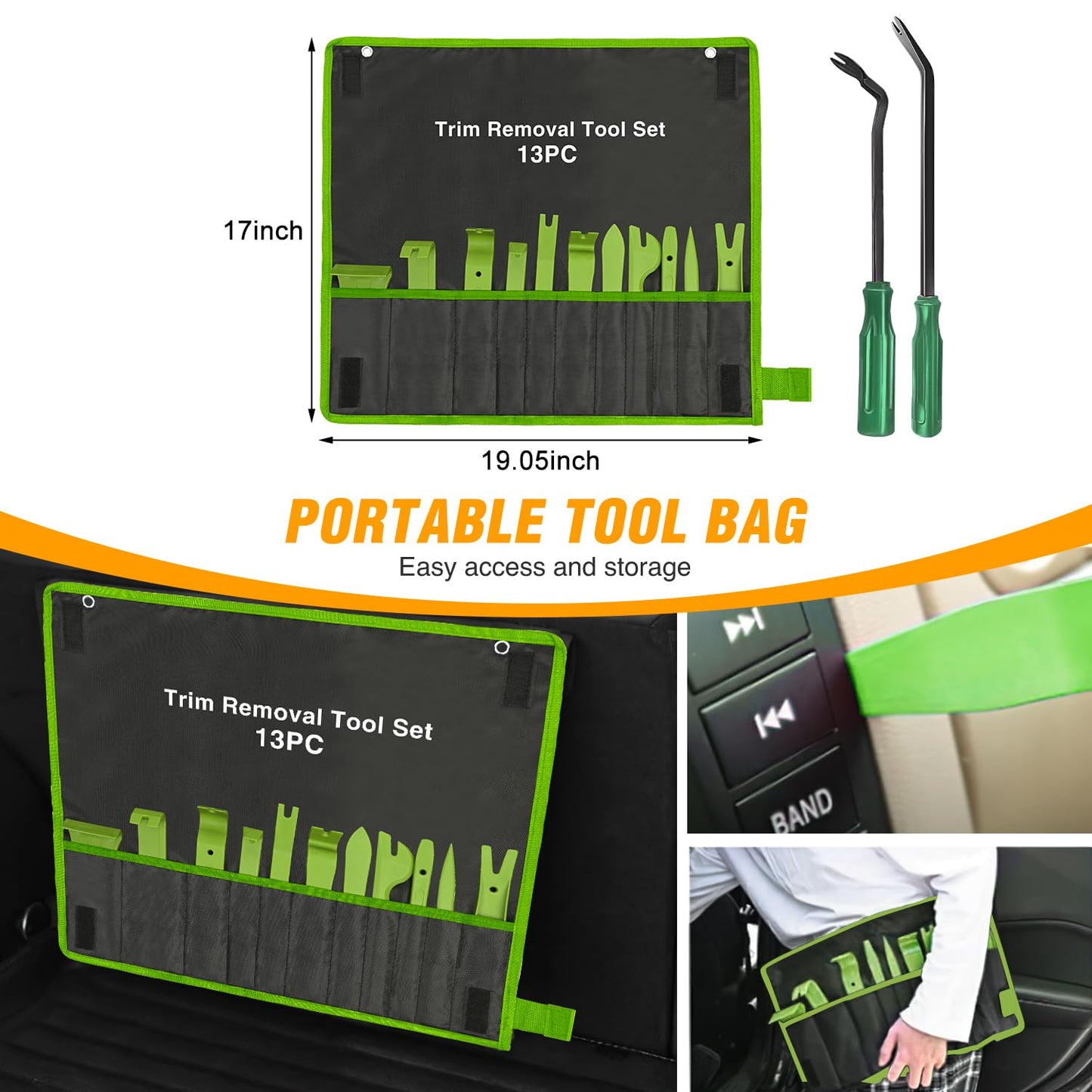GOOACC 5PCS Auto Trim Removal Tool Kit No-Scratch Pry Tool Kit for Car Door Clip Panel & Audio Dashboard Dismantle -5PCS