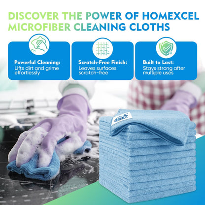 HOMEXCEL Microfiber Cleaning Cloth 12 Pack, 12.5 x 12.5 inch Microfiber Towels for Cars, Ultra Absorbent Car Washing Cloth, Lint Free Streak Free Cleaning Rags for Car, Kitchen, and Window (Grey)