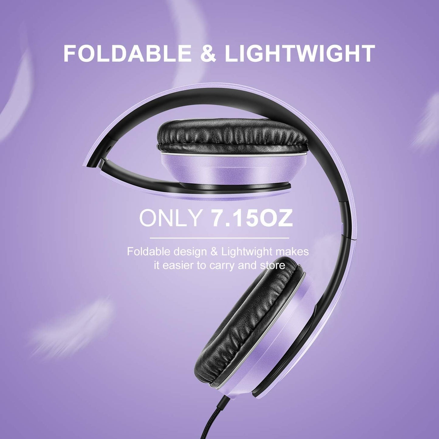 LORELEI X6 Over-Ear Kabelgebundene Stereo-Bass-Kopfhörer mit Mikrofon, Leicht, Faltbar & Portabel mit 1,45M Kabel ohne Verheddern für Smartphone, Tablet, MP3/4, Space Black