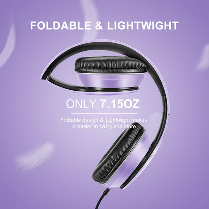 LORELEI X6 Over-Ear Kabelgebundene Stereo-Bass-Kopfhörer mit Mikrofon, Leicht, Faltbar & Portabel mit 1,45M Kabel ohne Verheddern für Smartphone, Tablet, MP3/4, Space Black
