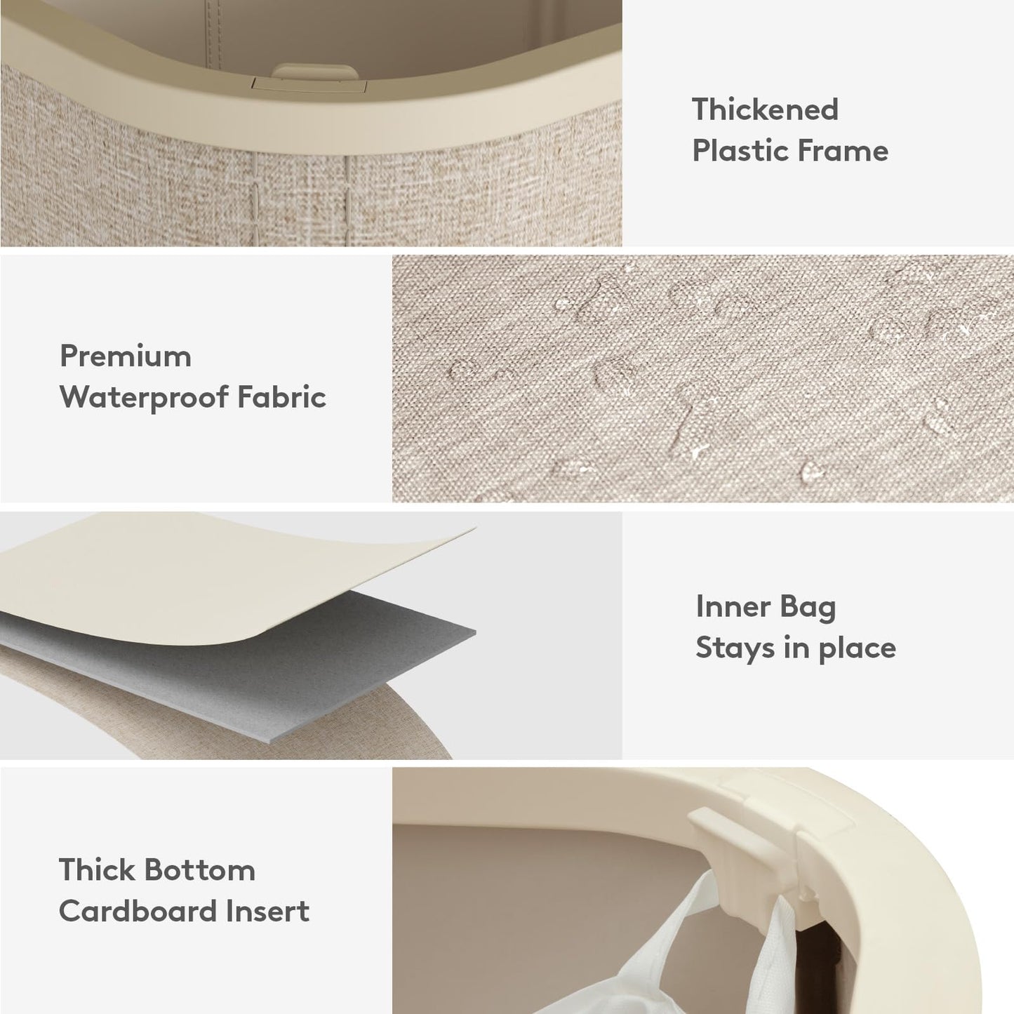 Lifewit 105L Large Laundry Basket with Lid, Laundry Hamper with Plastic Handles and Removable Bag, Foldable Tall Dirty Clothes Hampers for Laundry for Laundry Room, Bedroom, Bathroom, Dorm, Beige