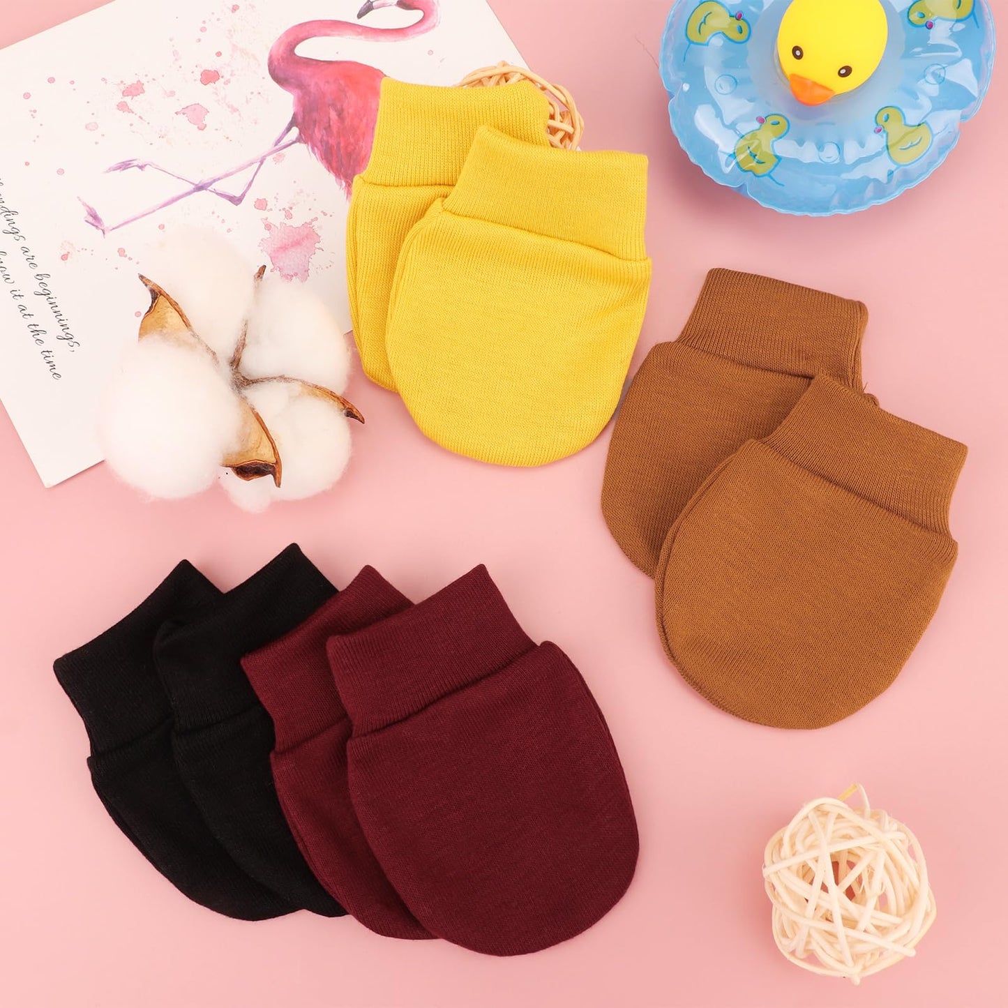 BQUBO Baby Fäustlinge Kratzschutz Handschuhe aus Baumwolle mit elastischem Bündchen Hypoallergen für Neugeborene und Babys von 0-6 Monaten Jungen und Mädchen