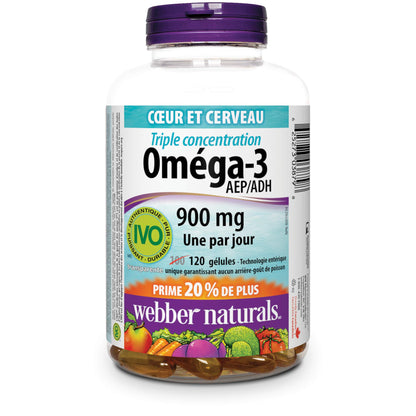 Webber Naturals Dreifach Stärke Omega-3, Vorteilspackung, 900 mg Bonus 120 Stück