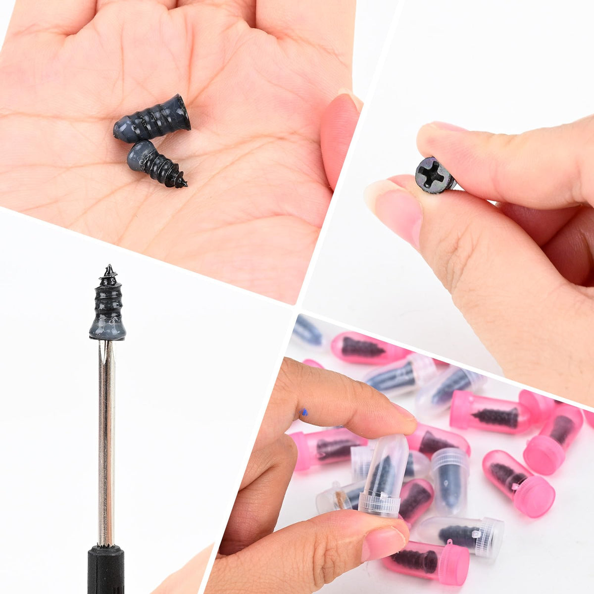 60PCS Tire Repair Rubber Nails, Screw in Tire Repair Nails Kit with a Screwdriver, Tire Repair Screws, Self-Service Tire Plugs Screw Type, Tire Repair First Aid Kit for Car, Motorcycle, Truck