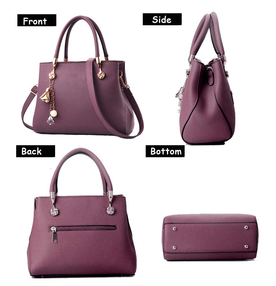 Jeniulet Geldbörsen und Handtaschen für Damen Mode Damen PU-Leder Top-Griff Satchel Schulter Tragetaschen Dunkelgrau 10.2" x 3.9" x 7.9"