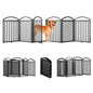 SNUOWU 4 Panels Full Matel Freestanding Dog Gates with Door, 96"Extra Wide 36"Tall Free Standing Dog Pet Gate for Indoor & Outdoor. Foldable Pet Fences for Doorways, House, Stairs, Porch, Deck, Yard