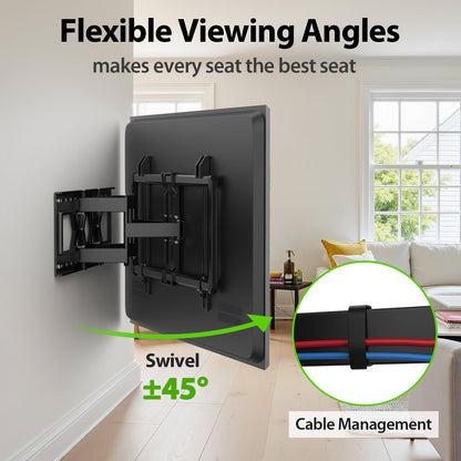 Full Motion TV Wall Mount for Most 37"-84" Flat Screen TV, Swivel or Tilt TV Wall Bracket with Dual Articulating Arms, for 12"-16" Wood Studs, Max VESA 600x400mm, Load 120 lbs by USX MOUNT