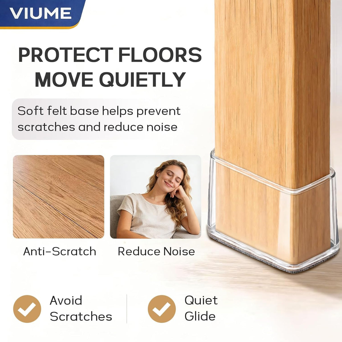 Chair Leg Floor Protectors 24PCS Furniture Sliders for Hardwood Floors, Silicone Chair Leg Protectors for Protecting Floors from Scratches and Noise, Clear-Universal Large