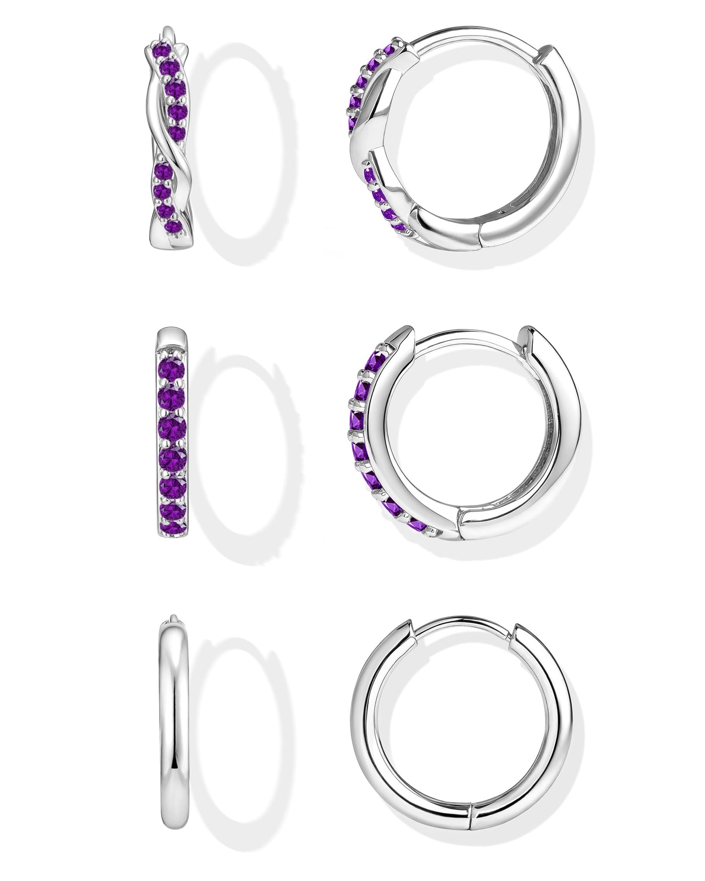 Inerney 14K Gold Plated Huggie Hoop Earrings for Women, Small Sterling Silver Earring Set Hypoallergenic Cartilage Helix Stacks, Mini Dainty Cute Trendy Birthstone Jewelry Gift for Multiple Piercings