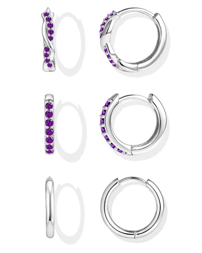 Inerney 14K Gold Plated Huggie Hoop Earrings for Women, Small Sterling Silver Earring Set Hypoallergenic Cartilage Helix Stacks, Mini Dainty Cute Trendy Birthstone Jewelry Gift for Multiple Piercings