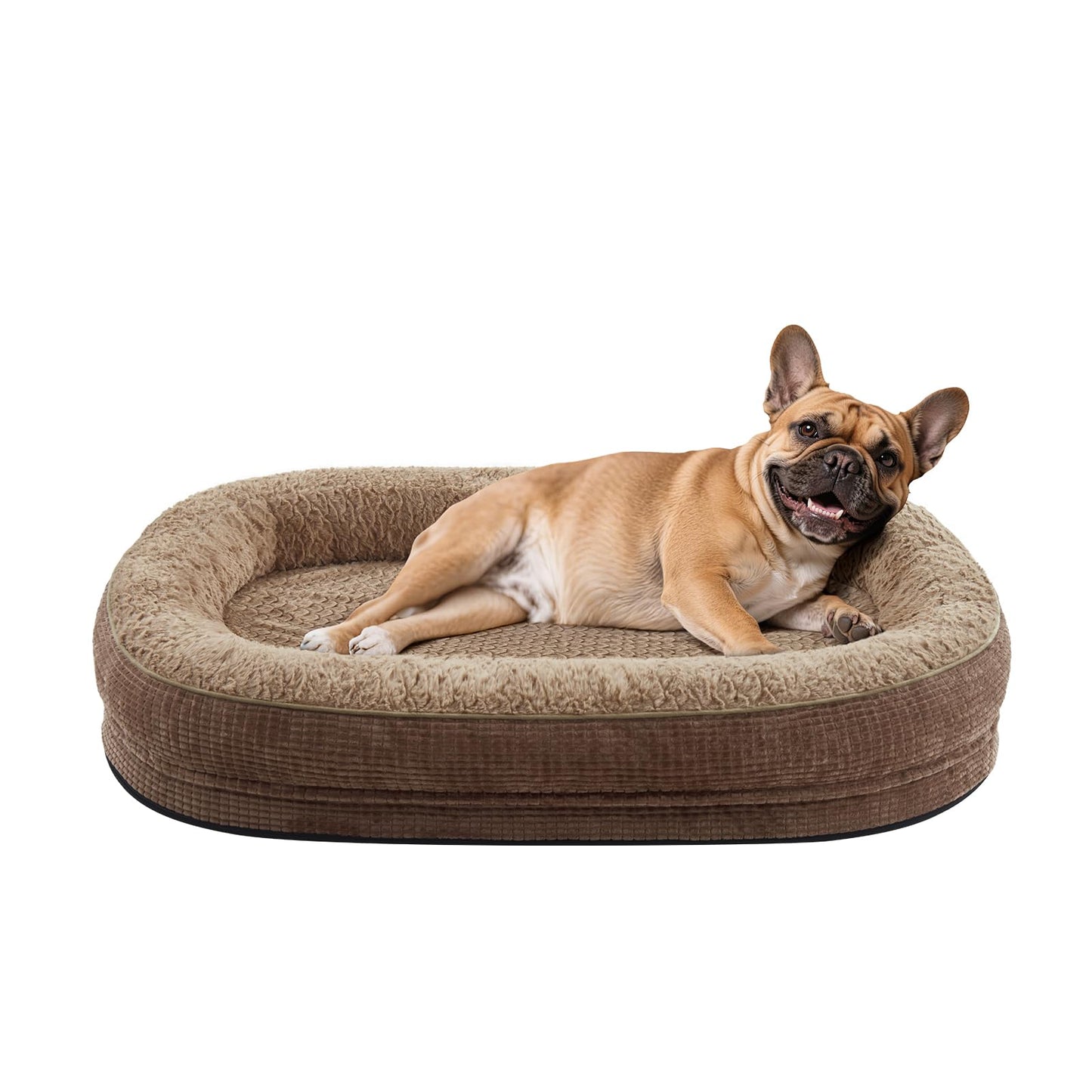 JOEJOY Orthopedic Dog Beds Large Sized Dog, XL Egg-Crate Memory Foam Pet Couch Bed with Bolster Sides, Waterproof Lining, Removable Washable Cover & Non-Slip Bottom, Brown