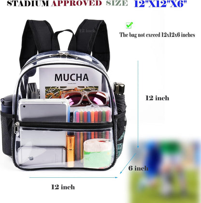 Mini Transparenter Rucksack 12x12x6 Stadion Zugelassener Plastik-Rucksack