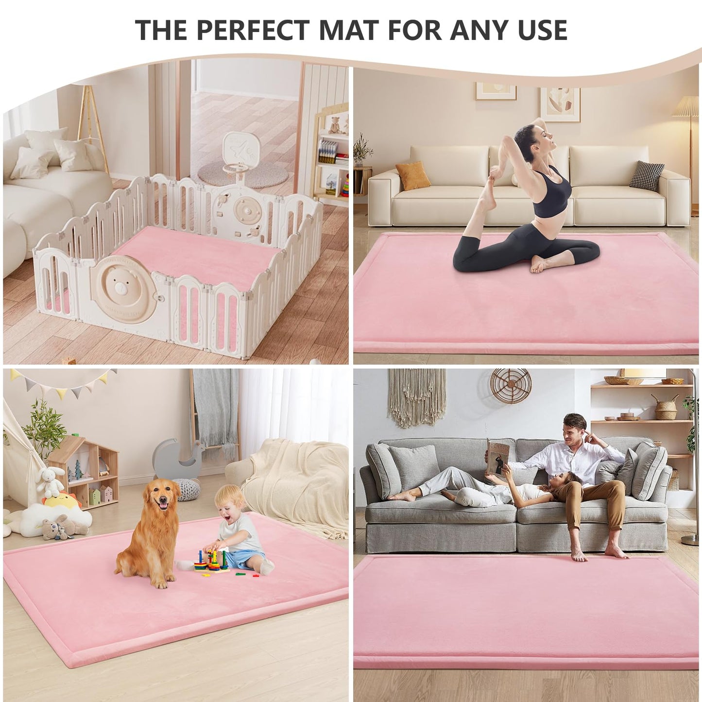 Huloo Sleep Ultra Soft Baby Spielmatte für den Boden, 3,3 cm dicke Elasti-Foam 127x127 cm Laufgittermatte für Kleinkinder, rutschfeste Rückseite, sicher zum Krabbeln und für die Bauchlage, Tatami-Stil (Dunkelgrau)