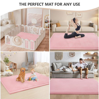 Huloo Sleep Ultra Soft Baby Spielmatte für den Boden, 3,3 cm dicke Elasti-Foam 127x127 cm Laufgittermatte für Kleinkinder, rutschfeste Rückseite, sicher zum Krabbeln und für die Bauchlage, Tatami-Stil (Dunkelgrau)
