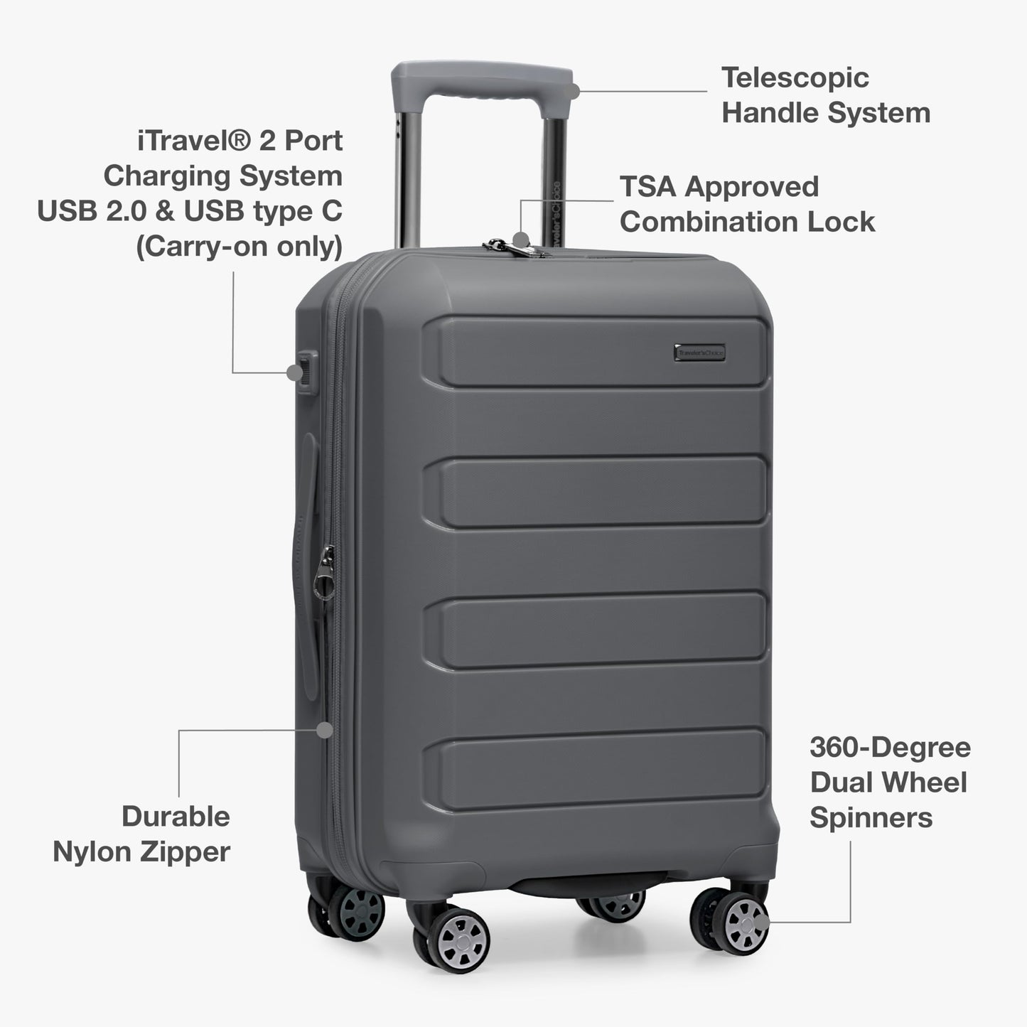 Traveler's Choice Pagosa Hardshell Expandable Luggage with Spinner Wheels, Slate Blue, 3-Piece Set (22/27/30)