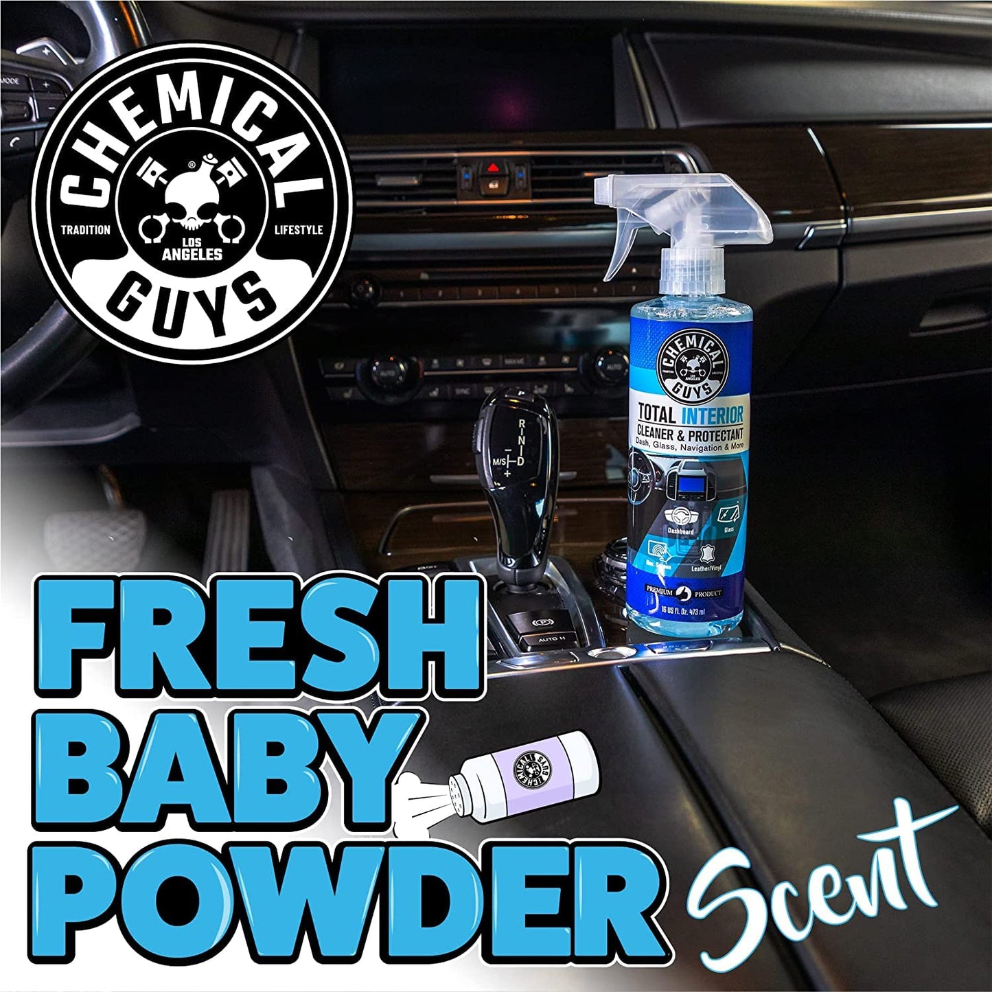 Chemical Guys Total Interior Reiniger & Protector, sicher für Autos, LKWs, SUVs, Motorräder, Wohnmobile & mehr, 473 ml (2er-Pack), Frischer Duft