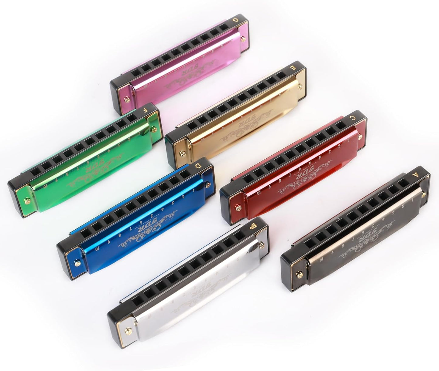 JDR Mundharmonika C, Blues-Mundharmonika in C, 10-Loch, 20 Töne mit Etui, Standard diatonisch für Anfänger, Erwachsene, Profis, Lehrer, Eltern, Schüler, Schwarz, Neujahrsgeschenk
