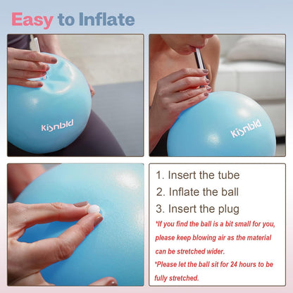 kisnbld Kleiner Gymnastikball, 9 Zoll Mini Pilates Ball, Anti-Burst und Rutschfester Mini Yoga Ball für Stabilität, Fitness, Physiotherapie, Dehnung und Rumpfkrafttraining zu Hause, im Fitnessstudio und Büro