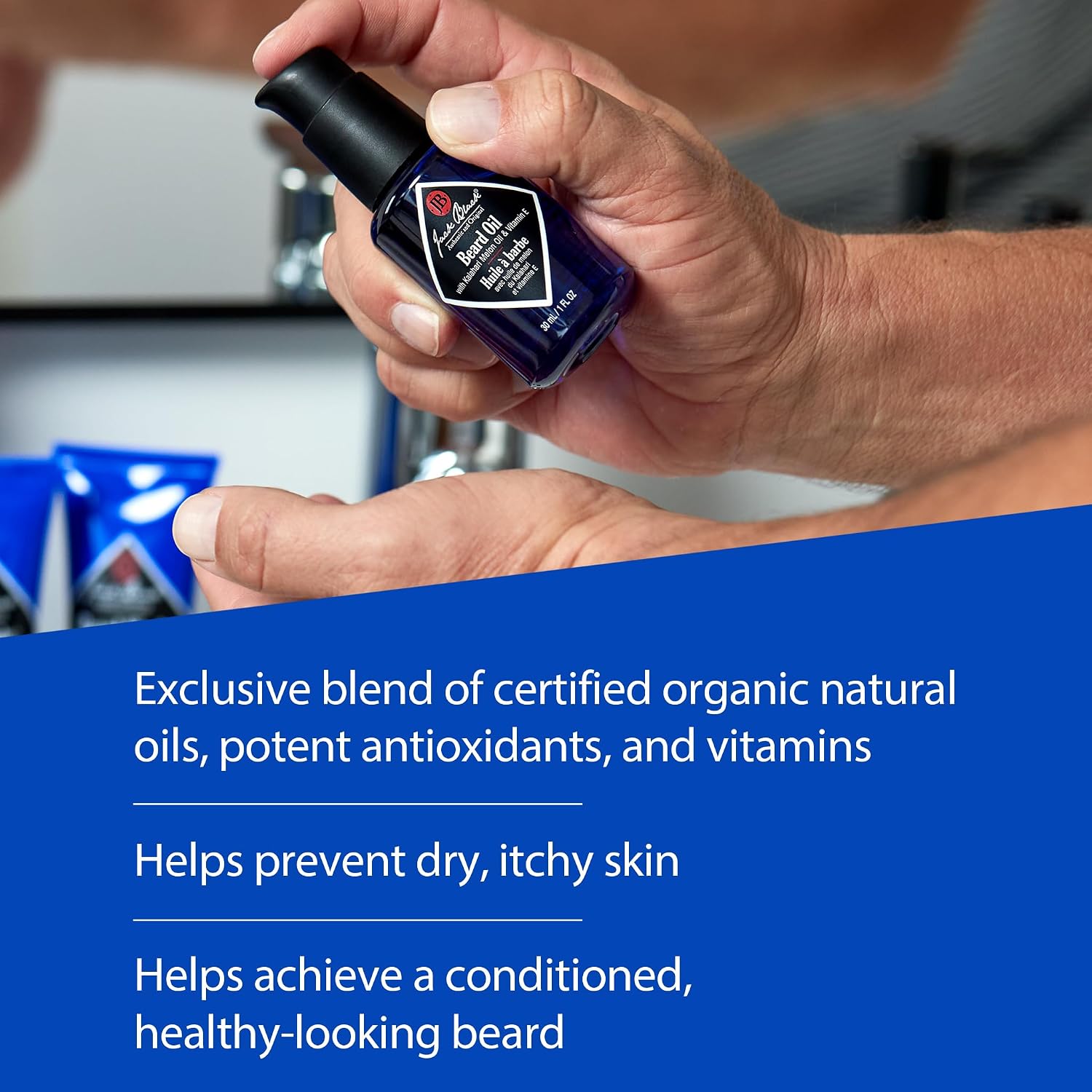 Jack Black Beard Oil - Beard Conditioner & Softener for Men, Kalahari Melon Oil & Vitamin E - 30ml