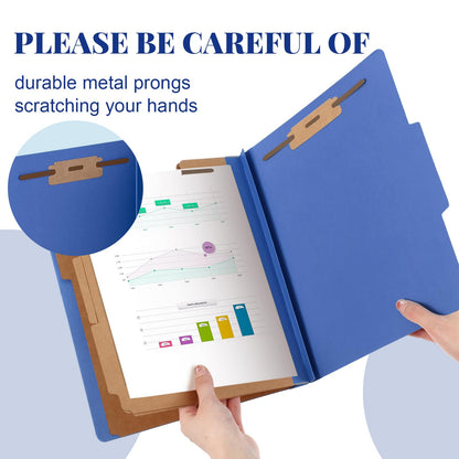 Skyygemm 60 Pcs Classification Folders Letter Size, 3 Divider Pressboard File Folder with Fasteners, Expanding File Organizer Bulk for Documents, Projects, Reports, School Teacher, Office (Orange)