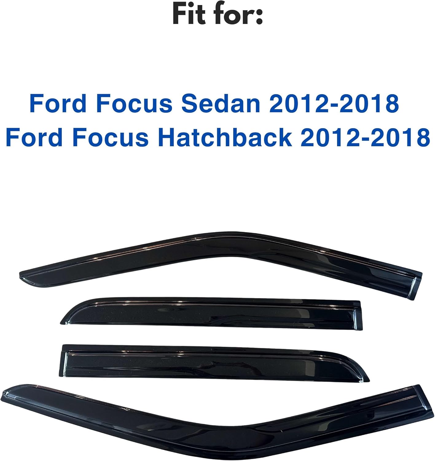 IG Seitenwindabweiser passend für 2012-2018 Ford Focus, Out-Channel Regenabweiser Lüftung Windabweiser 4-teilig, Autozubehör für 12-18 Focus