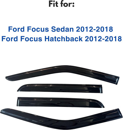 IG Seitenwindabweiser passend für 2012-2018 Ford Focus, Out-Channel Regenabweiser Lüftung Windabweiser 4-teilig, Autozubehör für 12-18 Focus