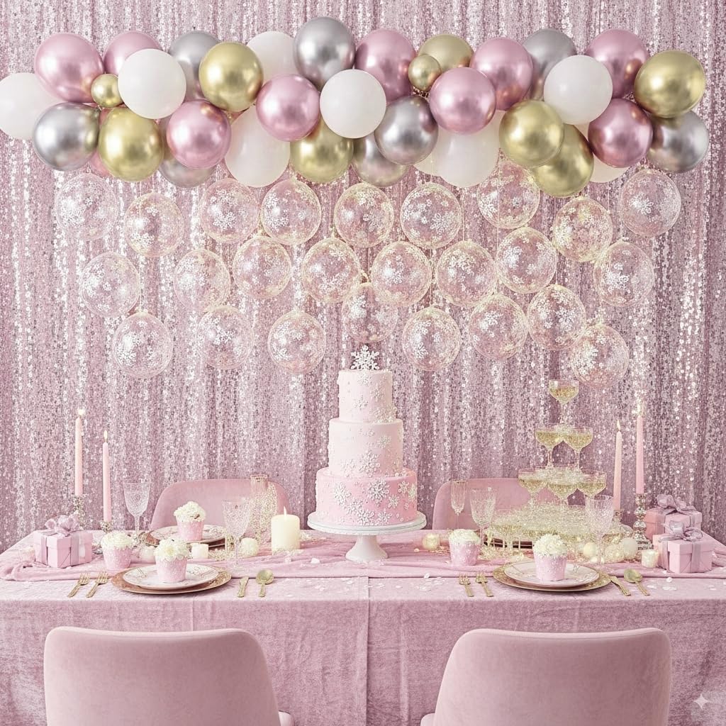 Pastellrosa und lilafarbene Ballons, 12-Zoll-Metallic-Lila-Flieder-Pink-Konfetti-Ballon-Set für Mädchen, Frauen, Kpop, Schmetterling-Geburtstag, Babyparty, Brautparty, Hochzeit, Prinzessin, Disco, Musikparty-Dekorationen
