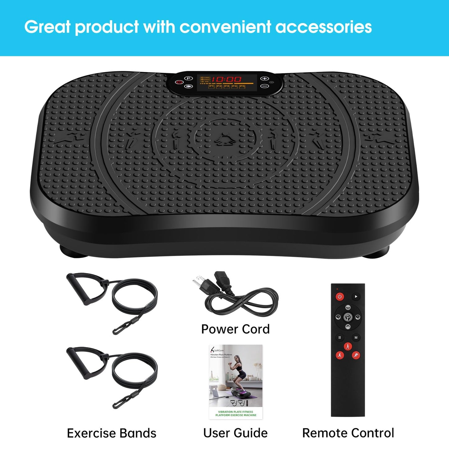 SoftGym Waver Vibration Plate Exercise Machine for Lymphatic Drainage Weight Loss,120 Speed Levels Vibrating Platform with Resistance Bands,Full-Body Workout Equipment for Muscle Activation