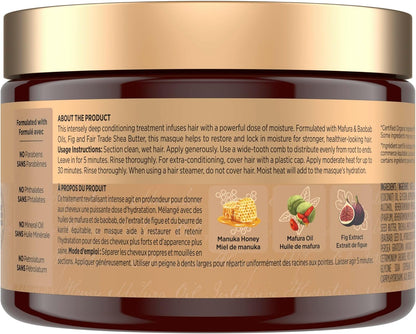 SheaMoisture Intensive Hydration Hair Masque Haarkur für trockenes, strapaziertes Haar Manuka-Honig & Mafura-Öl tiefenwirksame Pflegemaske mit Feigenextrakt 326 g