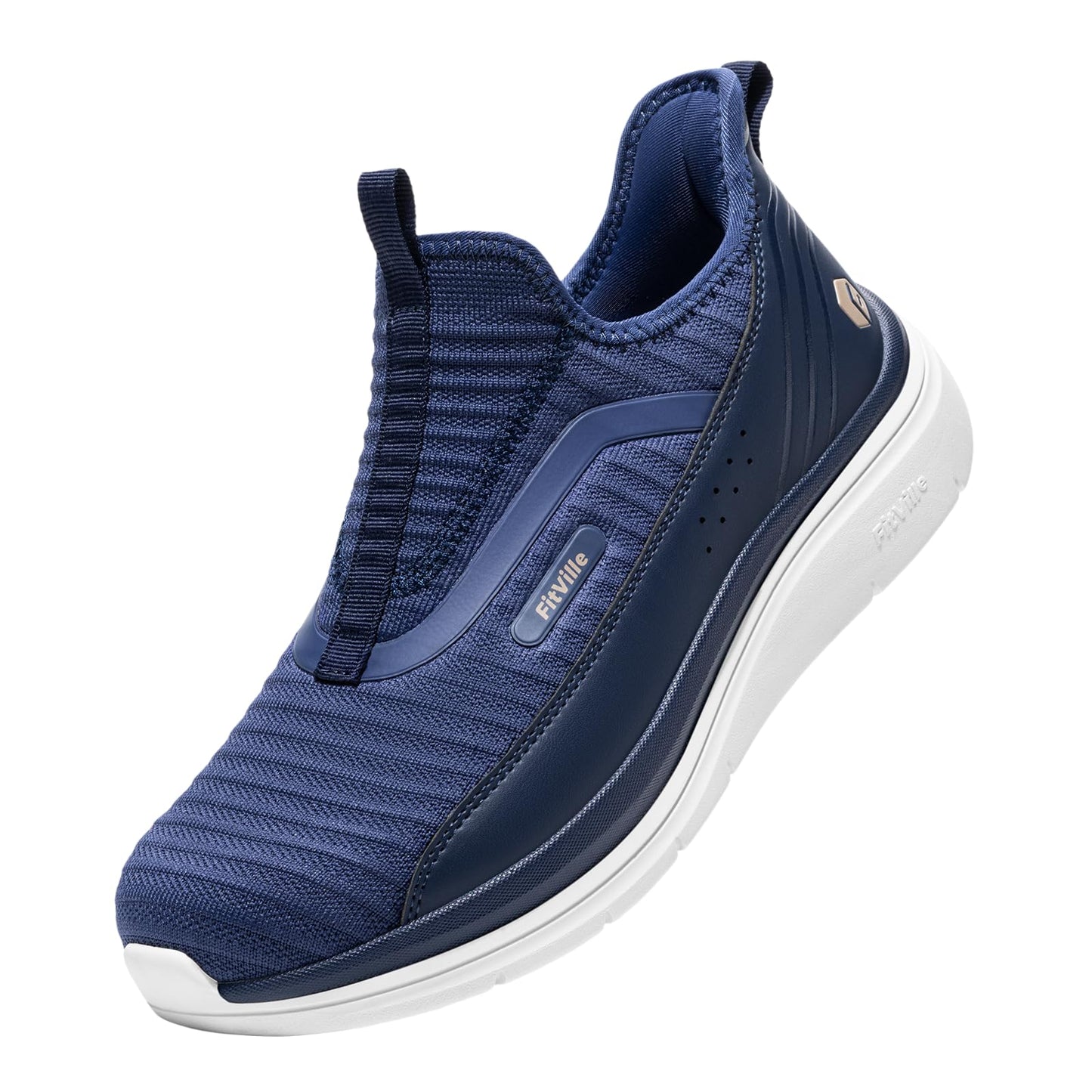 FitVille Men's Extra Wide Slip on Walking Shoes with Arch Support Men Slip on Sneakers for Foot Pain Relief-Stepease V2