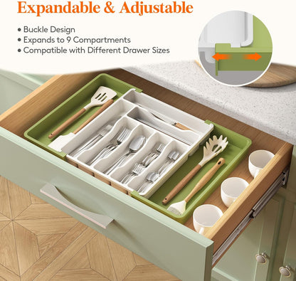 Lifewit Besteck Organizer, erweiterbarer Utensilien Organizer für die Küche, Utensilienhalter, verstellbarer Besteckkasten Schubladen Organizer für Löffel, Messer, Küchen Organizer und Aufbewahrung, Schwarz