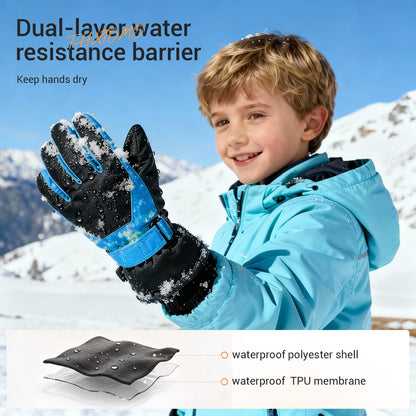 ThxToms Kinder Winterhandschuhe Wasserdichte Ski-Snowboardhandschuhe für Outdoor-Sportarten, Jungen und Mädchen Kaltwetter-Fahrradhandschuhe