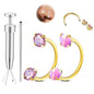 Opal Nose Ring Studs Horseshoe Nose Rings Hoops Stud 316L Stainless Steel Nose Rings Round CZ Square Screw L Shaped Nose Stud Hypoallergenic Nostril Piercing Jewelry for Women Men