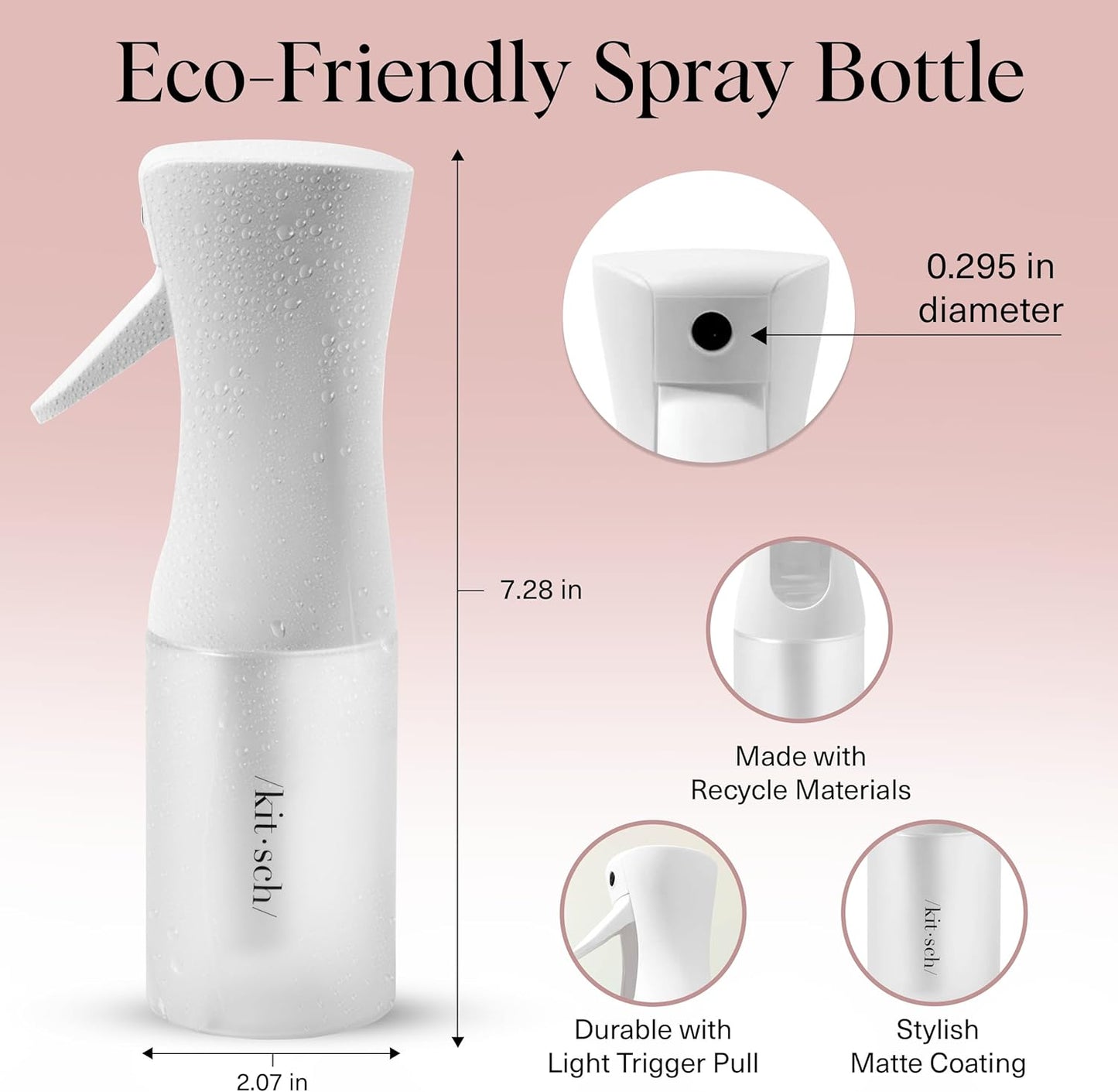 Kitsch Sprühflasche für Haare – Kontinuierlicher Wasserzerstäuber mit ultrafeinem Sprühnebel für Hairstyling, Barbiere, Salons, Reinigung, Pflanzen, vielseitige Sprühflaschen – Aus recyceltem Kunststoff – Terrakotta, 150 ml