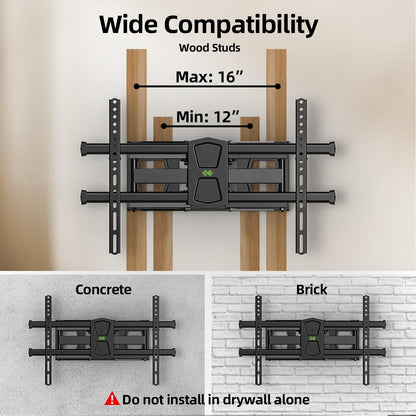 USX MOUNT Swivel TV Wall Mount for 26-60 Inch TVs up to 80 lbs, Single Articulating Arm, Full Motion TV Wall Mount Bracket with Swivel and Tilt, Max VESA 400x400mm