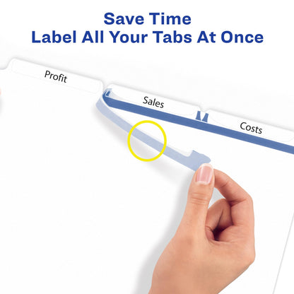 Avery 3-Tab Dividers for 3 Ring Binder, Easy Print & Apply Clear Label Strip, Index Maker Customizable White Tabs, 25 Sets (11445)