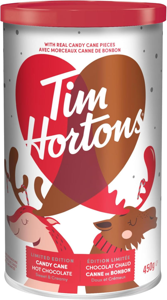 Tim Hortons Candy Cane Hot Chocolate Beverage Mix, Limited Time Offer, 450g Can