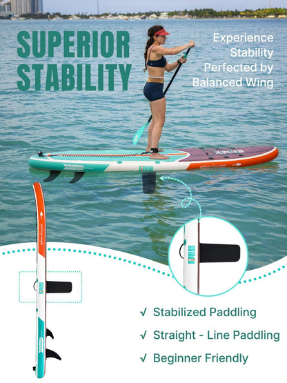 Niphean Inflatable Stand Up Paddle Board with SUP Accessories, Anti-Slip EVA Deck, 10’6’’ Inflatable Paddle Boards for Adults & Youth of All Skill Levels