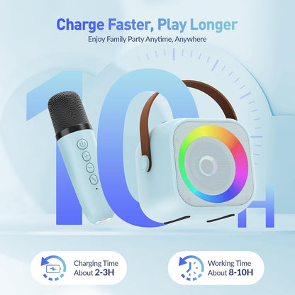 Mini Karaoke Machine for Kids Adults, Portable Bluetooth Speaker with 2 Wireless Microphone, Birthday Gifts for Girls Boys Ages 4, 5, 6, 7, 8, 9, 10, 12+ Years Old (Pinkcolor)