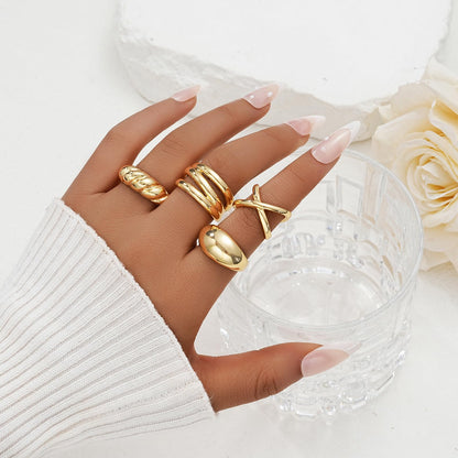 YEEZII Chunky Gold Rings for Women Non Tarnish, 18K Gold Plated Stackable Thumb Ring, Statement Women Rings Set