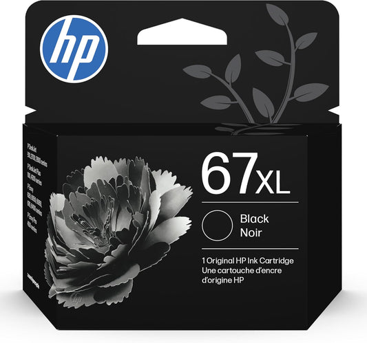 Original HP 67XL Black High-Yield Ink Cartridge | Works with HP DeskJet 1255, 2700, 4100 Series, HP Envy 6000, 6400 Series | Eligible for Instant Ink | 3YM57AN