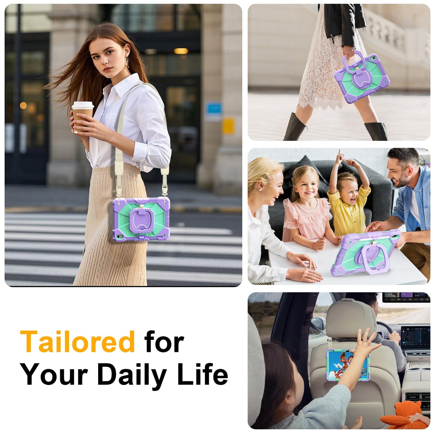 Case for iPad A16 11th Generation 11 Inch 2025, Auorld for iPad 10th Generation 10.9 inch 2022 case with Screen Protector, 360 Degree Rotating Stand Shoulder Strap Pencil Holder, Navy Pink