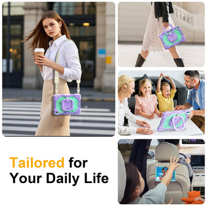 Case for iPad A16 11th Generation 11 Inch 2025, Auorld for iPad 10th Generation 10.9 inch 2022 case with Screen Protector, 360 Degree Rotating Stand Shoulder Strap Pencil Holder, Navy Pink