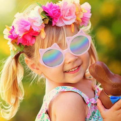 PinkSheep Sonnenbrille für Mädchen, polarisierte Sonnenbrille für Babys und Kinder mit Etui, Einhorn, Oval, Katzen, Herzbrillen, UV400-Schutz