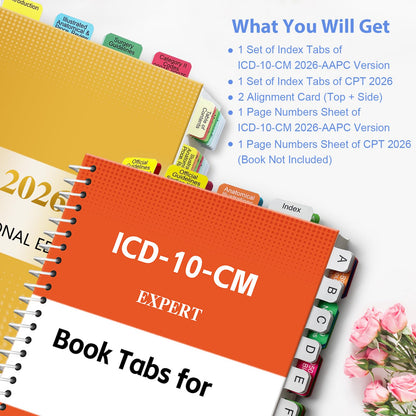 Index Tabs for CPT, AAPC Version ICD-10-CM, HCPCS Level II & ICD-10-PCS 2026, 4 Set Bundles Set (Book not Included), Color-Coded with Code Ranges, Laminated & Waterproof & Repositionable