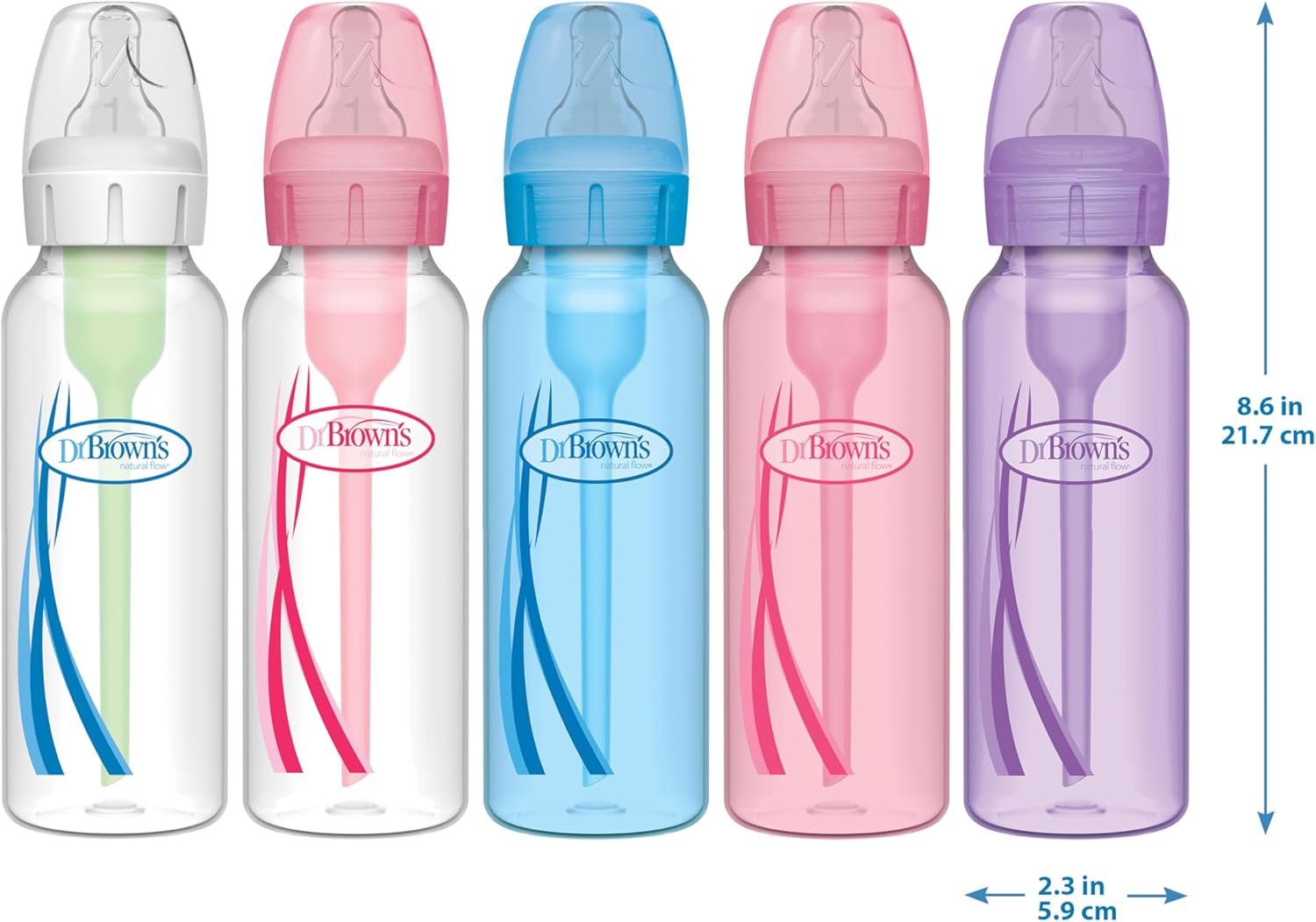 Dr. Brown's Natural Flow Anti-Colic Options+ Narrow Baby Bottle, 8 Ounce 250 ml 4 pack