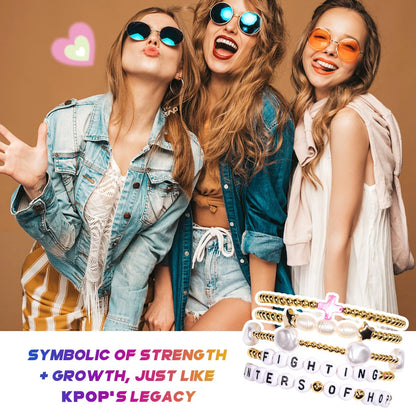 AICase 18K Gold Plated Clover Bracelet Dupes Gold/White/Black Bracelet Set for Women Flower Leaf Lucky Clover Bracelets Trendy Jewelry Birthday Gifts for Women/MoM/Friends